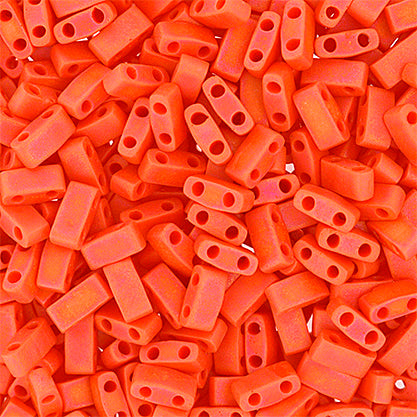 Half Tila Beads #0406FR Op Matte Coral AB 5.2g