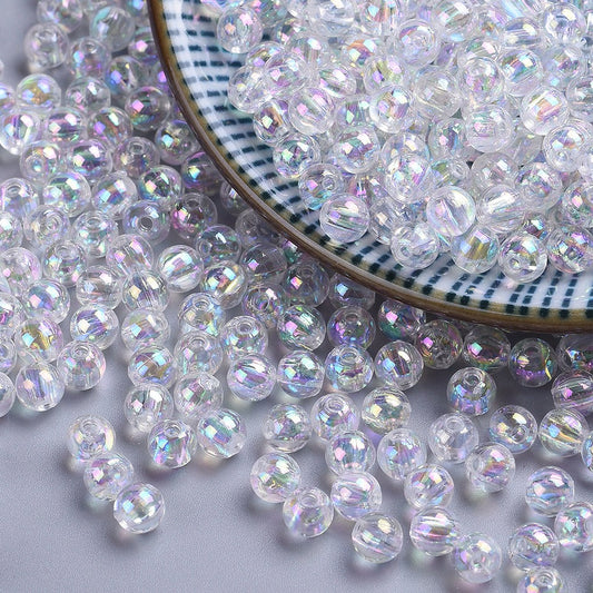 Round Plastic Beads 5mm Crystal AB 25g