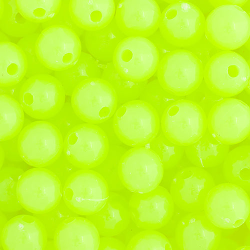 Round Plastic Beads 6mm Opaque Fluorescent Yellow 1000/pk