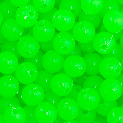 Round Plastic Beads 6mm Opaque Fluorescent Green 1000/pk