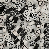 Craft Beads Clay Mixed Shapes Black and White 120/pk