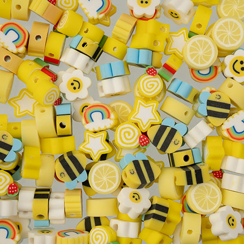 Craft Beads Clay Mixed Shapes Yellow 120/pk