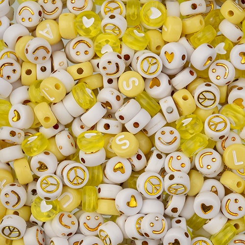 Craft Beads Plastic Disc 7mm Yellow Mix 72g