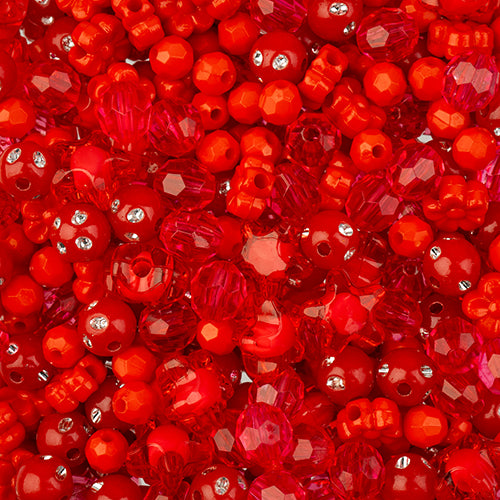 Craft Beads Plastic Star Mix Red 70g