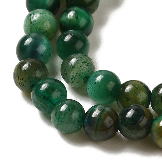 Tiger Eye Green Beads 4mm Round (Natural/Dyed) 15-16" Strand