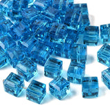 K9 Glass Cube Beads 8mm Capri Blue 10/pk