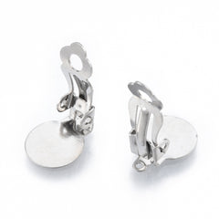Stainless Steel Clip On Earrings with Flat Pad 10/pk