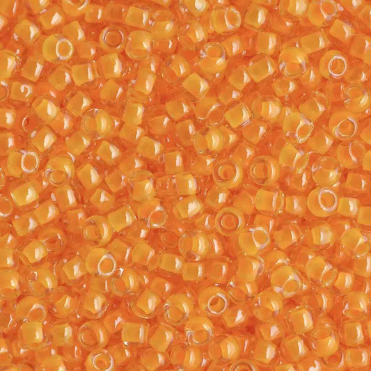 15/0 Toho Seed Beads #801 Luminous Neon Tangerine 8-9g Vial