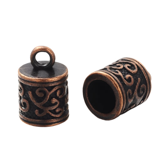 End Caps Barrel Scroll 13x9mm Antique Copper 10/pk