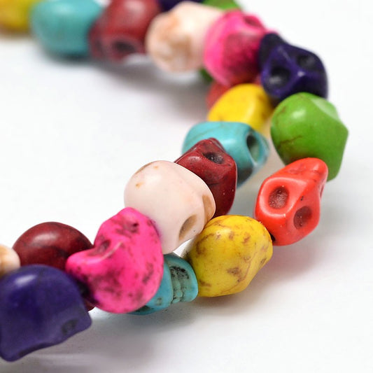 Turquoise Skull Beads 8x10mm Mixed (Synthetic/Dyed) 15-16" Strand