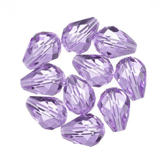 K9 Glass Teardrop Beads 10x8mm Light Violet 10/pk
