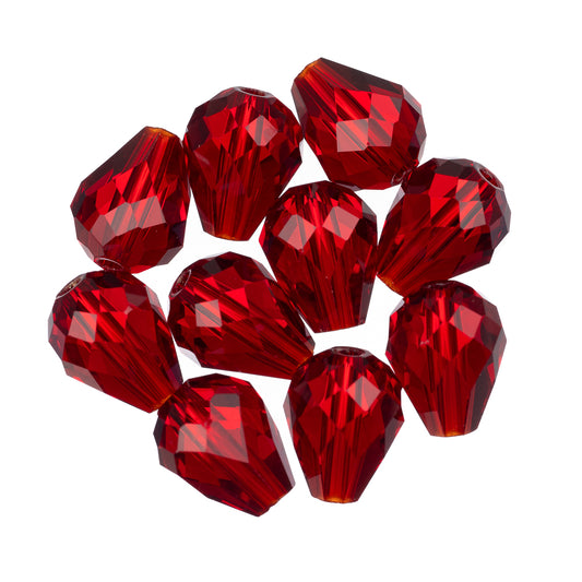 K9 Glass Teardrop Beads 10x8mm Siam 10/pk