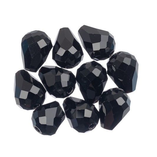 K9 Glass Teardrop Beads 10x8mm Jet Black 10/pk