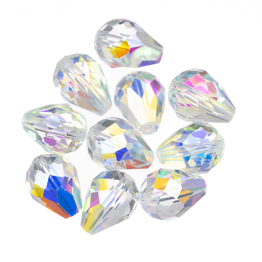 K9 Glass Teardrop Beads 10x8mm Crystal AB 10/pk