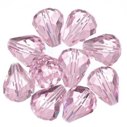 K9 Glass Teardrop Beads 12x10mm Rosaline 10/pk