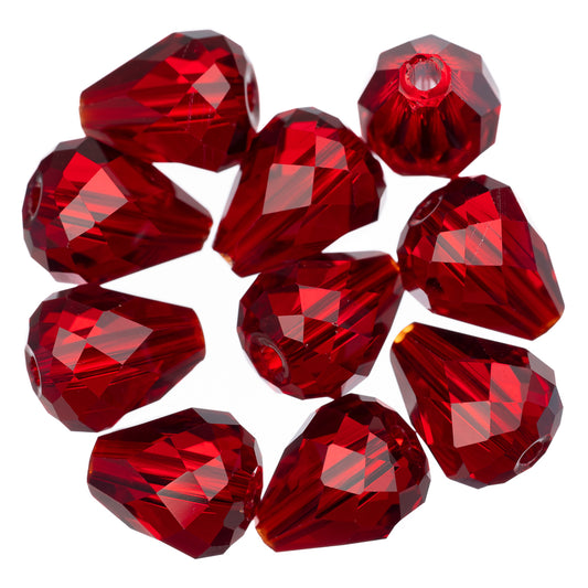 K9 Glass Teardrop Beads 12x10mm Siam 10/pk