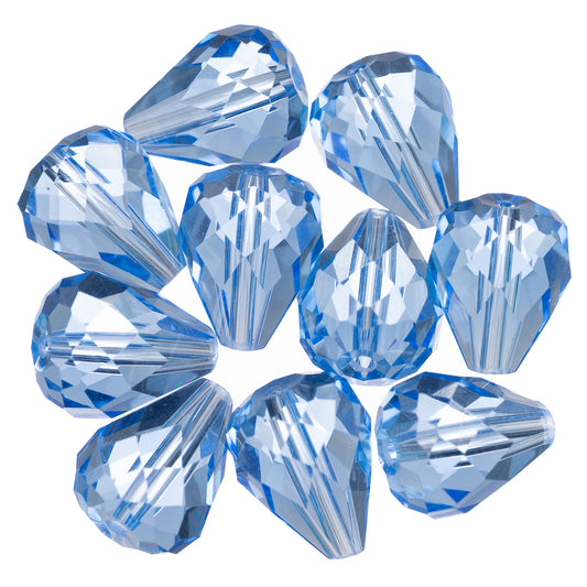 K9 Glass Teardrop Beads 12x10mm Light Sapphire 10/pk