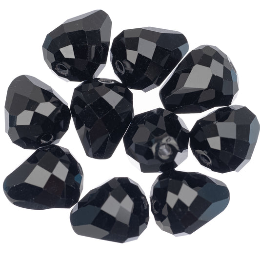 K9 Glass Teardrop Beads 12x10mm Jet Black 10/pk