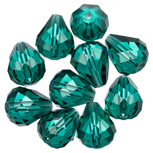 K9 Glass Teardrop Beads 12x10mm Indicolite 10/pk