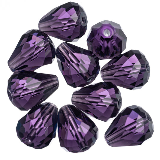 K9 Glass Teardrop Beads 12x10mm Purple Velvet 10/pk