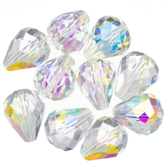 K9 Glass Teardrop Beads 12x10mm Crystal AB 10/pk