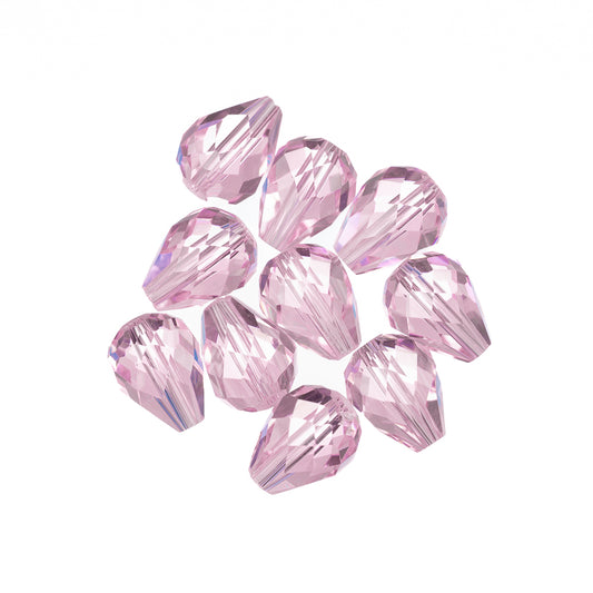 K9 Glass Teardrop Beads 8x6mm Rosaline 10/pk