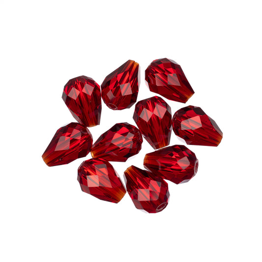 K9 Glass Teardrop Beads 8x6mm Siam 10/pk