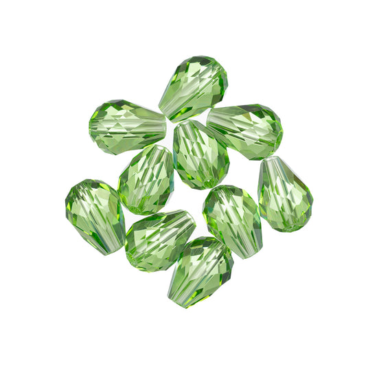 K9 Glass Teardrop Beads 8x6mm Lime Green 10/pk