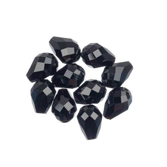 K9 Glass Teardrop Beads 8x6mm Jet Black 10/pk