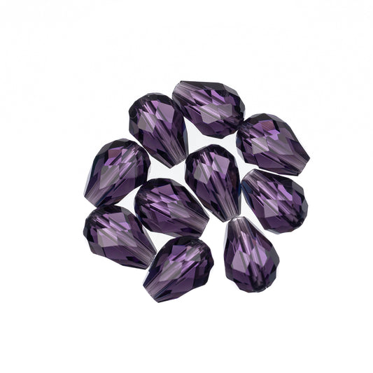K9 Glass Teardrop Beads 8x6mm Purple Velvet 10/pk