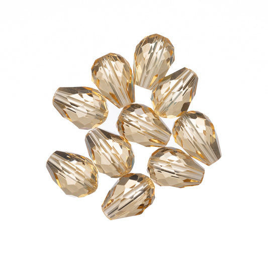 K9 Glass Teardrop Beads 8x6mm Gold Champagne 10/pk