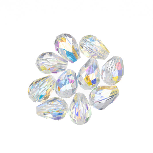 K9 Glass Teardrop Beads 8x6mm Crystal AB 10/pk
