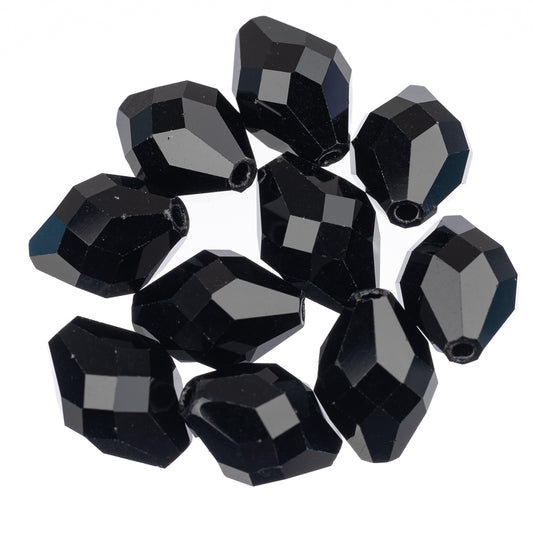 K9 Glass Oval Beads 13x10mm Jet Black 10/pk