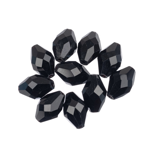 K9 Glass Oval Beads 9x6mm Jet Black 10/pk