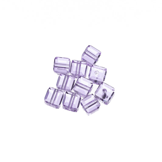 K9 Glass Cube Beads 4mm Light Violet 10/pk