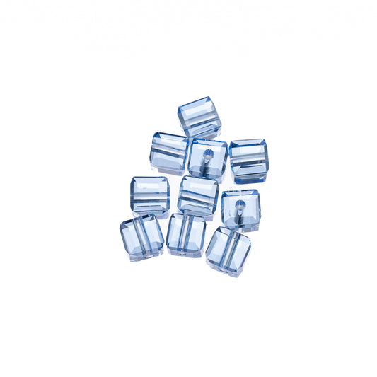 K9 Glass Cube Beads 4mm Light Sapphire 10/pk