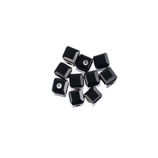 K9 Glass Cube Beads 4mm Jet Black 10/pk