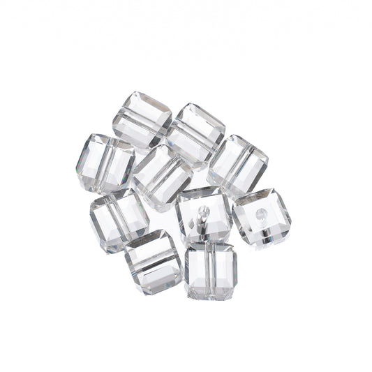 K9 Glass Cube Beads 6mm Crystal 10/pk