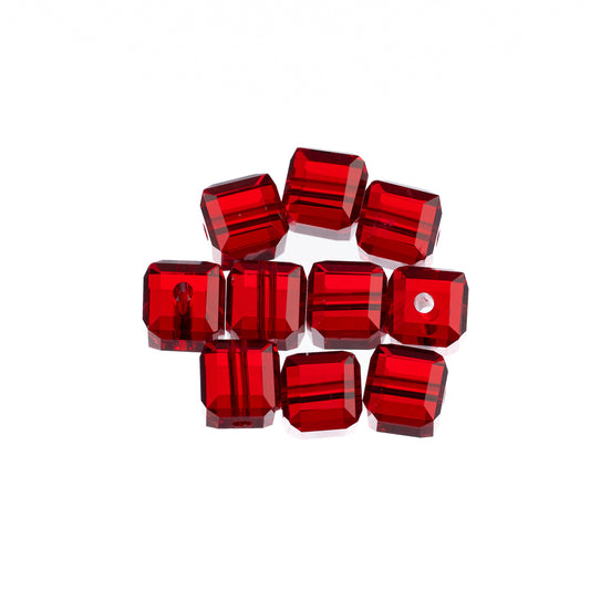 K9 Glass Cube Beads 6mm Siam 10/pk