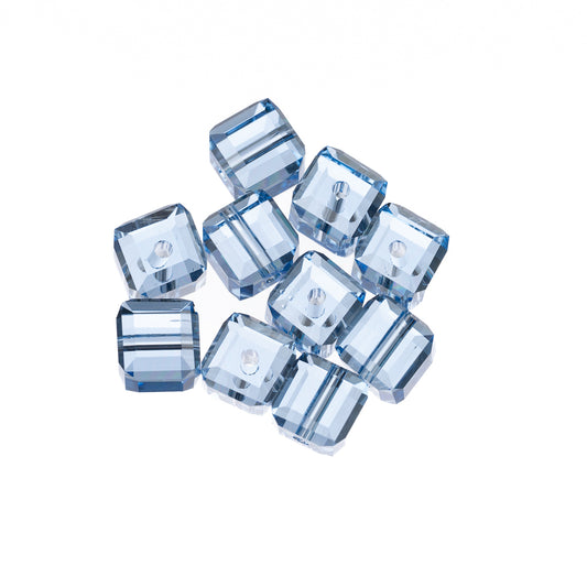K9 Glass Cube Beads 6mm Light Sapphire 10/pk