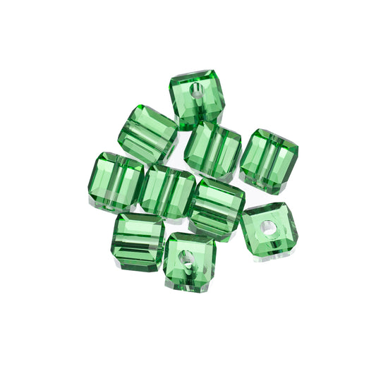 K9 Glass Cube Beads 6mm Lime Green 10/pk