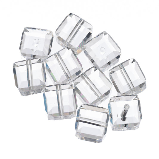 K9 Glass Cube Beads 8mm Crystal 10/pk