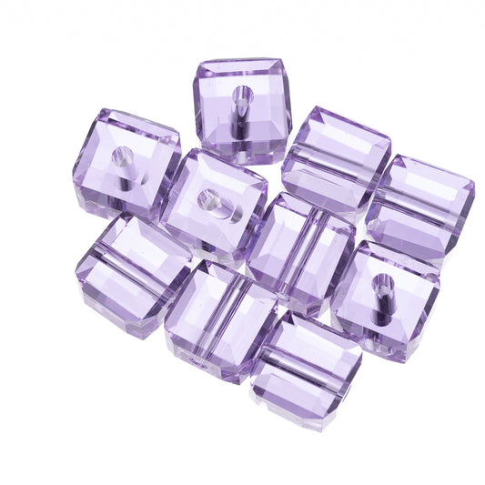 K9 Glass Cube Beads 8mm Light Violet 10/pk