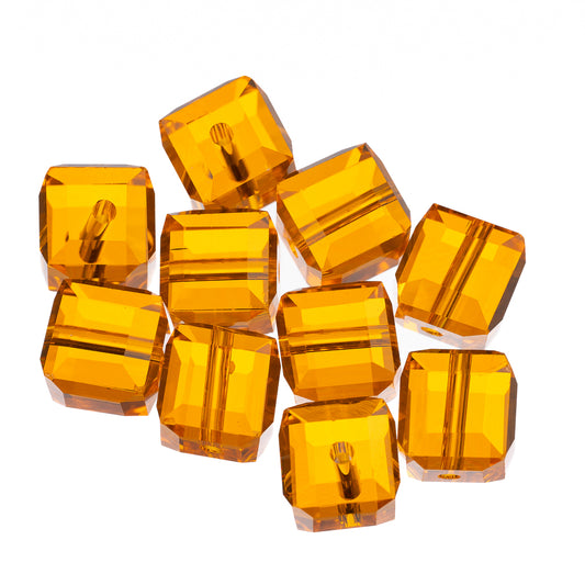 K9 Glass Cube Beads 8mm Red Topaz 10/pk