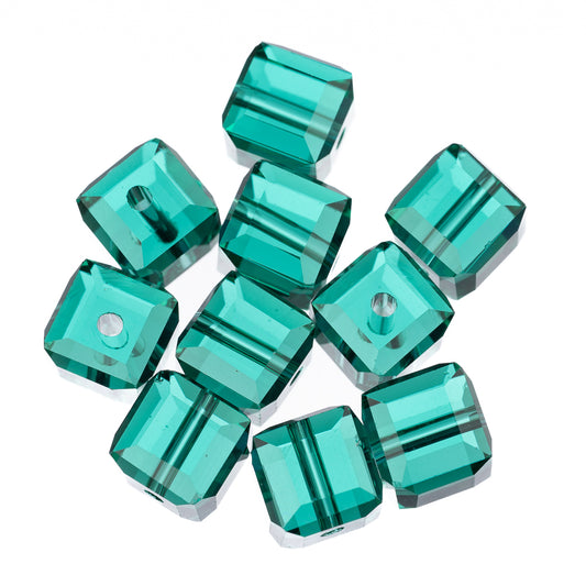 K9 Glass Cube Beads 8mm Indicolite 10/pk