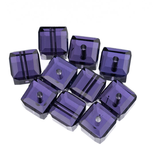 K9 Glass Cube Beads 8mm Purple Velvet 10/pk