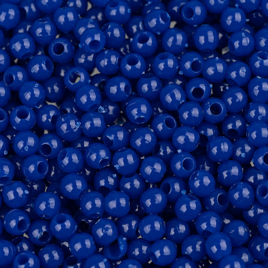 Round Plastic Beads 4mm Opaque Royal Blue Approx 1000/Bag