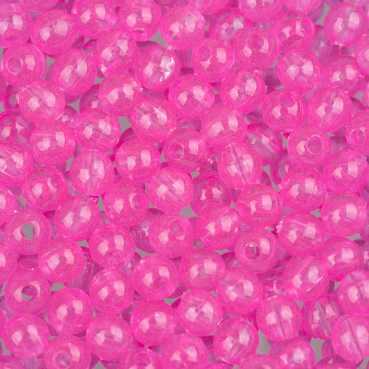 Round Plastic Beads 5mm Glow Pink Approx 1000/Bag