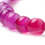 10mm Agate Rayé Fuchsia (Naturel/Teint) Perles 15-16" Brin