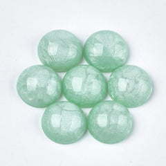 16mm Glitter Crackle Green Round Cabochons 10/pk